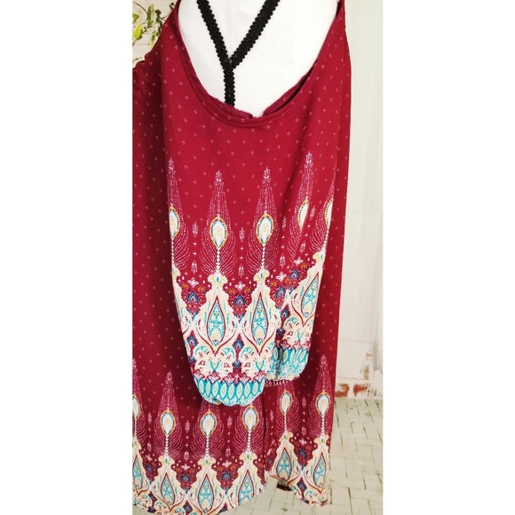 Pink Rose cold shoulder boho top maroon L - Picture 6 of 8